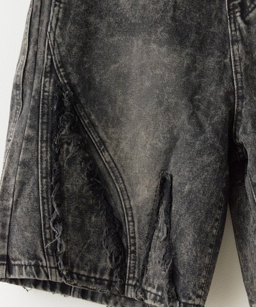 Theater code（シアターコード）の「Crushed denim half pants/フリンジデニムハーフパンツ（デニムパンツ・メンズ・ブルー系1/ブラック/ライトブルー・M/L）」の9枚目の写真