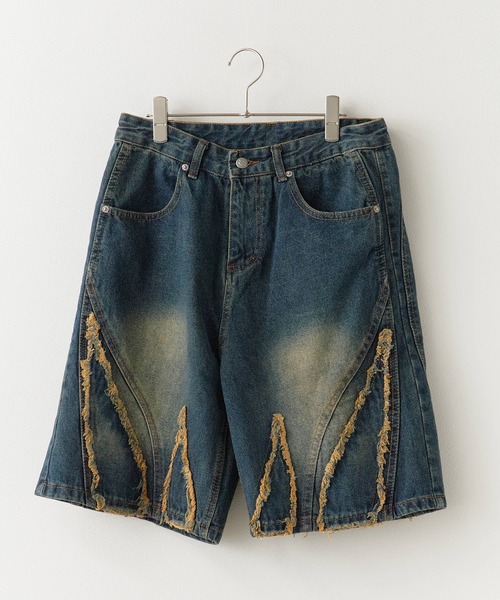 Theater code（シアターコード）の「Crushed denim half pants/フリンジデニムハーフパンツ（デニムパンツ・メンズ・ブルー系1/ブラック/ライトブルー・M/L）」の15枚目の写真