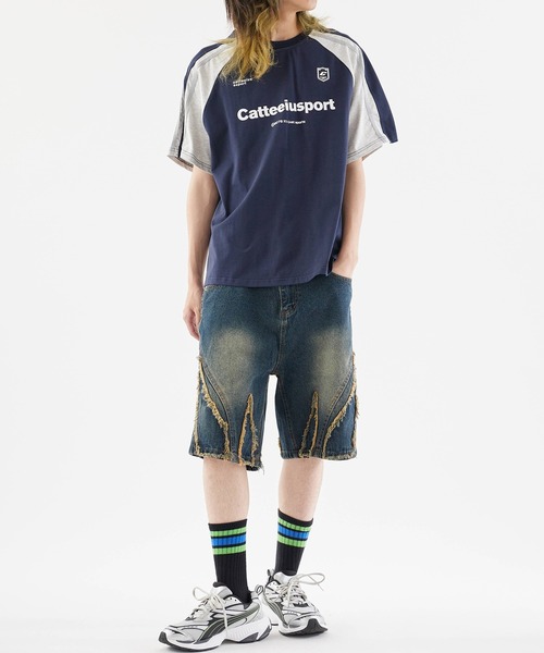 Theater code（シアターコード）の「Crushed denim half pants/フリンジデニムハーフパンツ（デニムパンツ・メンズ・ブルー系1/ブラック/ライトブルー・M/L）」の21枚目の写真