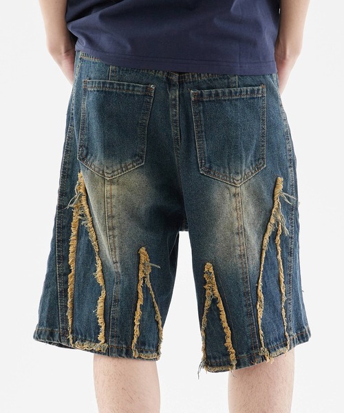 Theater code（シアターコード）の「Crushed denim half pants/フリンジデニムハーフパンツ（デニムパンツ・メンズ・ブルー系1/ブラック/ライトブルー・M/L）」の19枚目の写真