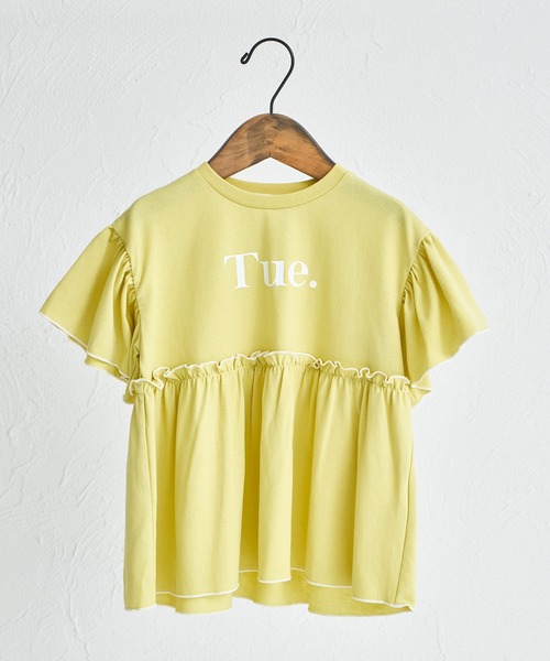 pairmanon(ペアマノン)の「配色ロゴプリント ペプラムデザイン Tシャツ(Tシャツ/カットソー・キッズ・ホワイト/ピンク/グリーン系その他/ブラック/ライトブルー・100/110/120/130/140/150/90)」の3枚目の写真