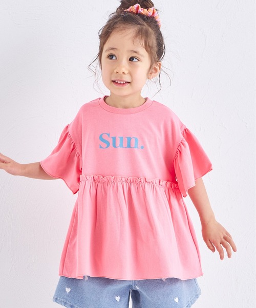 pairmanon(ペアマノン)の「配色ロゴプリント ペプラムデザイン Tシャツ(Tシャツ/カットソー・キッズ・ホワイト/ピンク/グリーン系その他/ブラック/ライトブルー・100/110/120/130/140/150/90)」の5枚目の写真