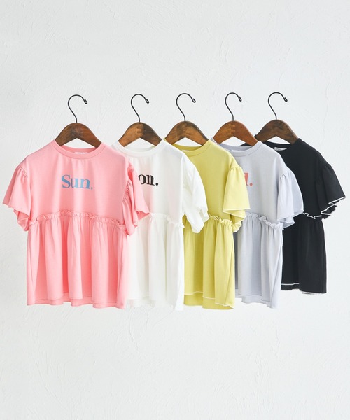 pairmanon(ペアマノン)の「配色ロゴプリント ペプラムデザイン Tシャツ(Tシャツ/カットソー・キッズ・ホワイト/ピンク/グリーン系その他/ブラック/ライトブルー・100/110/120/130/140/150/90)」の19枚目の写真
