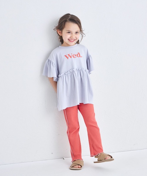 pairmanon(ペアマノン)の「配色ロゴプリント ペプラムデザイン Tシャツ(Tシャツ/カットソー・キッズ・ホワイト/ピンク/グリーン系その他/ブラック/ライトブルー・100/110/120/130/140/150/90)」の10枚目の写真