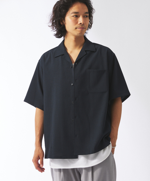 セール】TECH MESH ”AMPLE” オープンカラー シャツ
