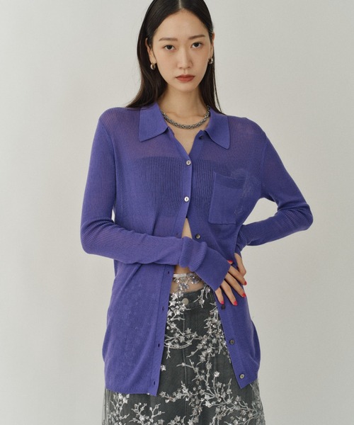 yae（ヤエ）の「Polo cardigan / ポロカーディガン（カーディガン/ボレロ・レディース・グレー/ブラウン/パープル・FREE）」の3枚目の写真