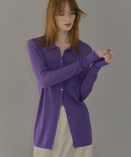 yae(ヤエ)の「Polo cardigan / ポロカーディガン(カーディガン/ボレロ・レディース・グレー/ブラウン/パープル・FREE)」の17枚目の写真
