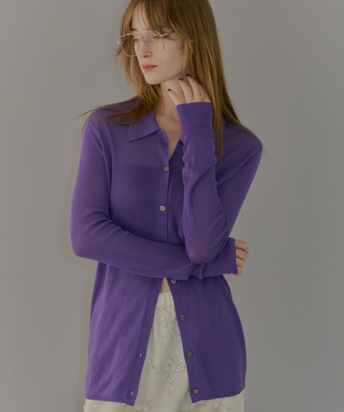 yae(ヤエ)の「Polo cardigan / ポロカーディガン(カーディガン/ボレロ・レディース・グレー/ブラウン/パープル・FREE)」の13枚目の写真