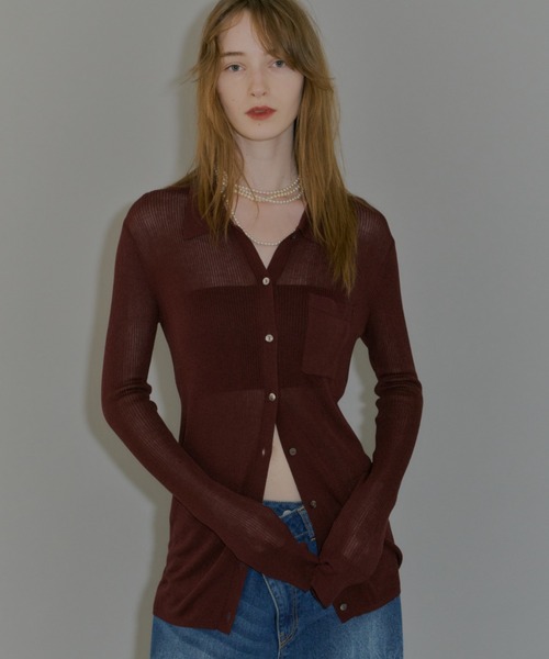 yae（ヤエ）の「Polo cardigan / ポロカーディガン（カーディガン/ボレロ・レディース・グレー/ブラウン/パープル・FREE）」の10枚目の写真