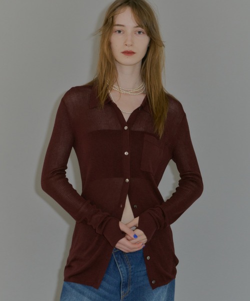 yae（ヤエ）の「Polo cardigan / ポロカーディガン（カーディガン/ボレロ・レディース・グレー/ブラウン/パープル・FREE）」の13枚目の写真