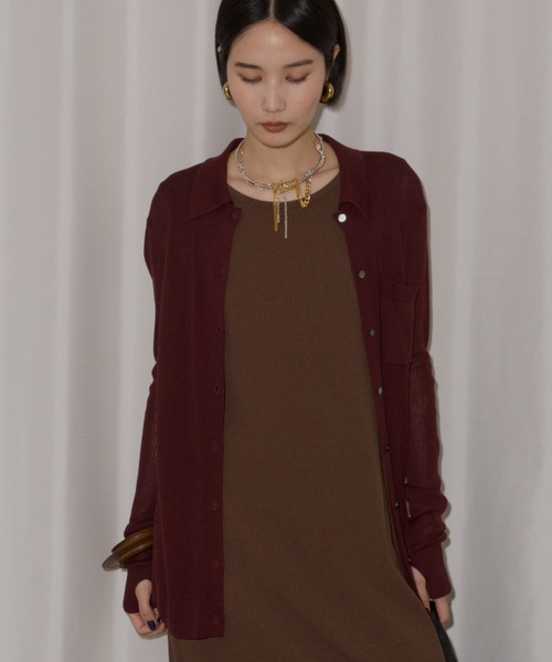 yae（ヤエ）の「Polo cardigan / ポロカーディガン（カーディガン/ボレロ・レディース・グレー/ブラウン/パープル・FREE）」の16枚目の写真