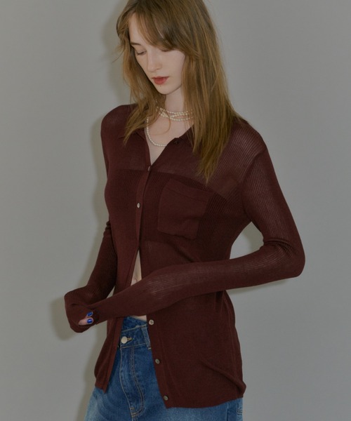 yae（ヤエ）の「Polo cardigan / ポロカーディガン（カーディガン/ボレロ・レディース・グレー/ブラウン/パープル・FREE）」の8枚目の写真