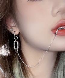 【MASHIRO】フェイクリップチェーンピアス イヤーカフ/ユニセックス(MA)