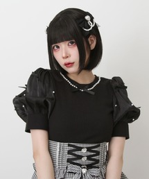 Tシャツ/カットソー パール ネックレス パール」に該当する