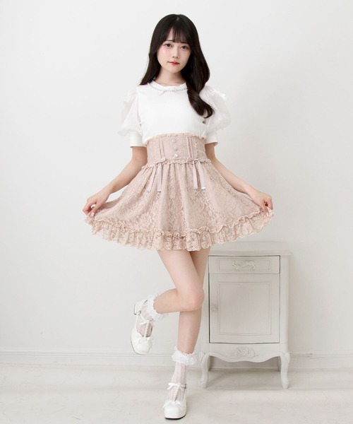 DearMyLove（ディアマイラブ）の「パールネックレスリボンパフ袖トップス（Tシャツ/カットソー・レディース・ブラック/ホワイト/サックスブルー/ベビーピンク・MEDIUM/LARGE/LL/3L）」の5枚目の写真