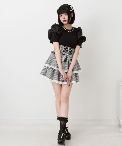 DearMyLove（ディアマイラブ）の「パールネックレスリボンパフ袖トップス（Tシャツ/カットソー・レディース・ブラック/ホワイト/サックスブルー/ベビーピンク・MEDIUM/LARGE/LL/3L）」の20枚目の写真