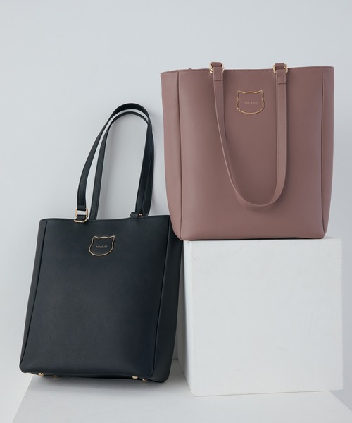 PAUL & JOE ACCESSOIRES(ポールアンドジョーアクセソワ)の「PAUL & JOE ACCESSOIRES (ポール&ジョーアクセソワ)タテ型トートバッグ A4対応 PJA-B1277 ビッグキャットメタル(トートバッグ・レディース・ブラウン/ブラック/パープル・FREE)」の5枚目の写真