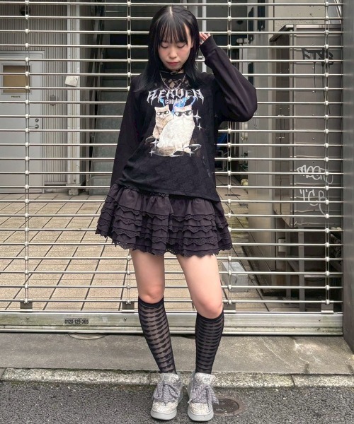 Candy Stripper（キャンディストリッパー）の「COTTON LACE FRILL スカート（スカート・レディース・ピンク/オフホワイト/ブラック・FREE）」の9枚目の写真