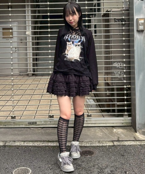 Candy Stripper（キャンディストリッパー）の「COTTON LACE FRILL スカート（スカート・レディース・ピンク/オフホワイト/ブラック・FREE）」の8枚目の写真