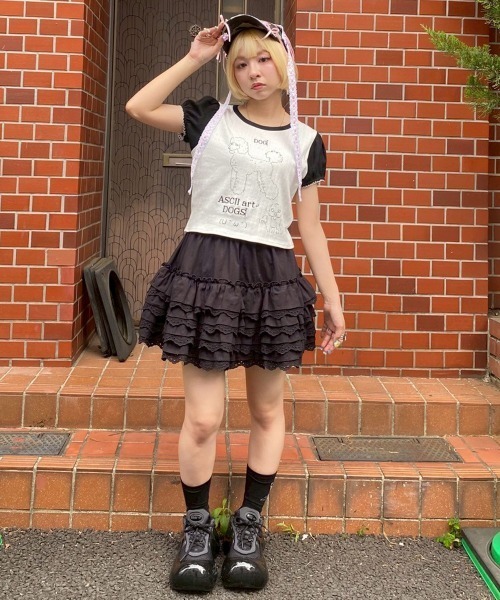 Candy Stripper（キャンディストリッパー）の「COTTON LACE FRILL スカート（スカート・レディース・ピンク/オフホワイト/ブラック・FREE）」の10枚目の写真