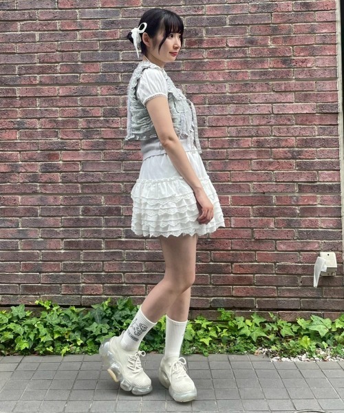 Candy Stripper（キャンディストリッパー）の「COTTON LACE FRILL スカート（スカート・レディース・ピンク/オフホワイト/ブラック・FREE）」の20枚目の写真