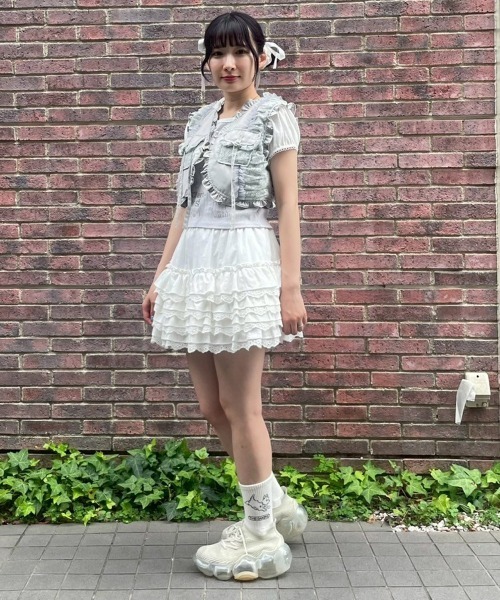 Candy Stripper（キャンディストリッパー）の「COTTON LACE FRILL スカート（スカート・レディース・ピンク/オフホワイト/ブラック・FREE）」の19枚目の写真