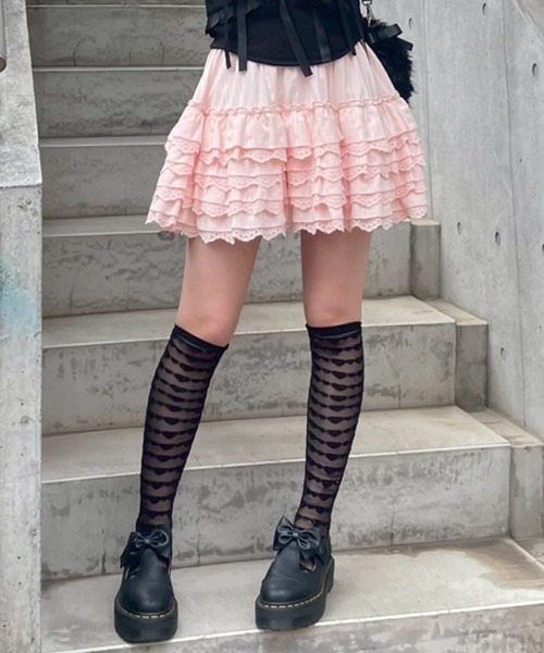 Candy Stripper（キャンディストリッパー）の「COTTON LACE FRILL スカート（スカート・レディース・ピンク/オフホワイト/ブラック・FREE）」の21枚目の写真