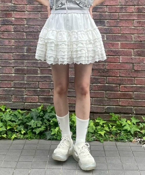 Candy Stripper（キャンディストリッパー）の「COTTON LACE FRILL スカート（スカート・レディース・ピンク/オフホワイト/ブラック・FREE）」の17枚目の写真