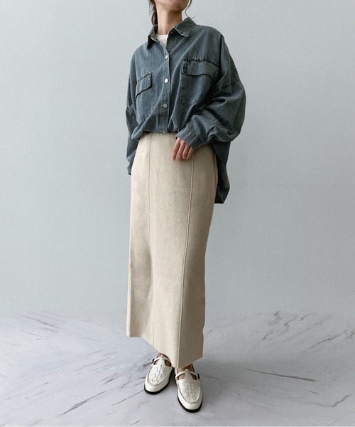 on:nue（オンニュ）の「【on:nue】 [着用動画あり！/ ユニセックス] ヴィンテージライクオーバーデニムシャツ /2025 AW COLLECTION（シャツ/ブラウス・レディース・ブルー/グレー・FREE）」の7枚目の写真