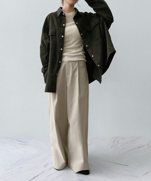 on:nue（オンニュ）の「【on:nue】 [着用動画あり！/ ユニセックス] ヴィンテージライクオーバーデニムシャツ /2025 AW COLLECTION（シャツ/ブラウス・レディース・ブルー/グレー・FREE）」の15枚目の写真