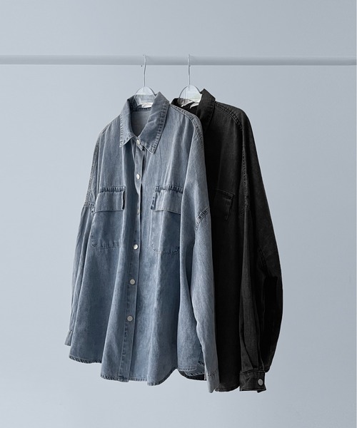 on:nue（オンニュ）の「【on:nue】 [着用動画あり！/ ユニセックス] ヴィンテージライクオーバーデニムシャツ /2025 AW COLLECTION（シャツ/ブラウス・レディース・ブルー/グレー・FREE）」の18枚目の写真