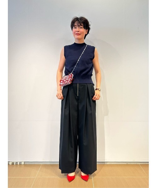 ESTNATION(エストネーション)の「ESTNATION / ペーパーヤーン ノースリーブ ニット(ニット/セーター・レディース・オフホワイト/ネイビー/ピンク・FREE)」の18枚目の写真