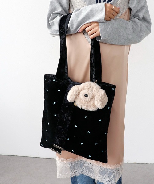 Three Four Time（ｽﾘｰﾌｫｰﾀｲﾑ）の「ハートエンブロイダリートート（トートバッグ・レディース・グレー/ブラック/ブラウン/ホワイト・FREE）」の10枚目の写真