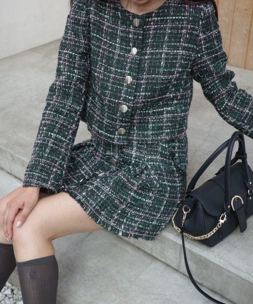 セール】【セットアップ対応】Aラインツイードスコートショートパンツ