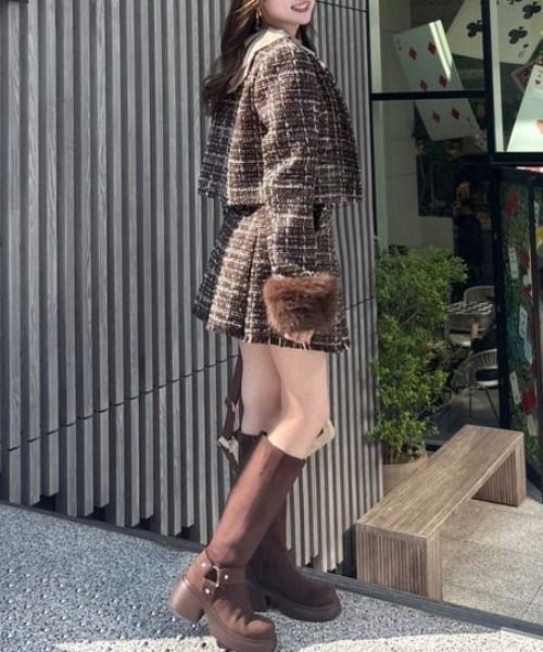 セール】【2025AW】Aラインツイードスコートショートパンツ 秋服
