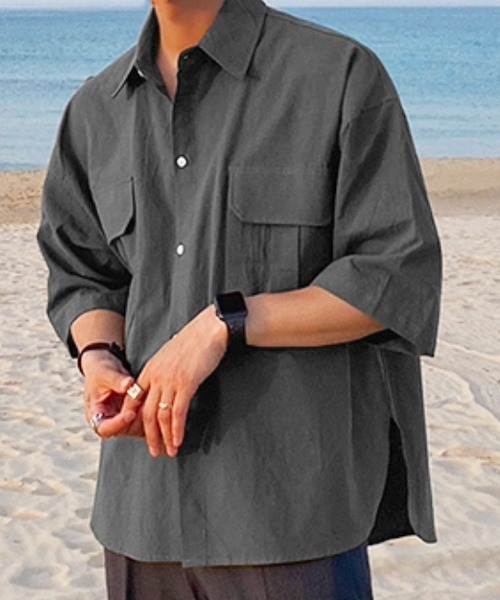 NOWLE（ノウル）の「【NOWLE】リラックスフィット ワークポケット シャツ（シャツ/ブラウス・メンズ・ブラック/カーキ/グレー・MEDIUM/LARGE）」の2枚目の写真