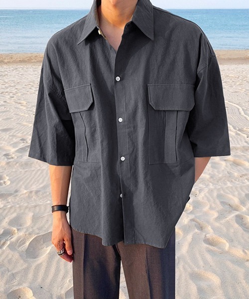 NOWLE（ノウル）の「【NOWLE】リラックスフィット ワークポケット シャツ（シャツ/ブラウス・メンズ・ブラック/カーキ/グレー・MEDIUM/LARGE）」の8枚目の写真