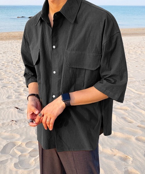 NOWLE（ノウル）の「【NOWLE】リラックスフィット ワークポケット シャツ（シャツ/ブラウス・メンズ・ブラック/カーキ/グレー・MEDIUM/LARGE）」の9枚目の写真