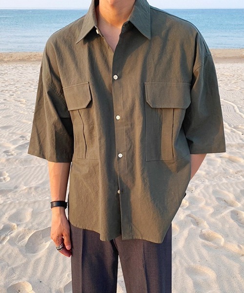 NOWLE（ノウル）の「【NOWLE】リラックスフィット ワークポケット シャツ（シャツ/ブラウス・メンズ・ブラック/カーキ/グレー・MEDIUM/LARGE）」の18枚目の写真