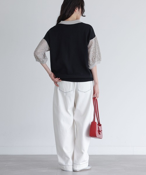 somari imagination(ソマリ イマジネーション)の「『袖レース配色ポロニット』(ポロシャツ・レディース・杢グレー/ブラック・2/1)」の16枚目の写真