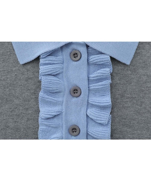 somari imagination(ソマリ イマジネーション)の「『袖レース配色ポロニット』(ポロシャツ・レディース・杢グレー/ブラック・2/1)」の3枚目の写真