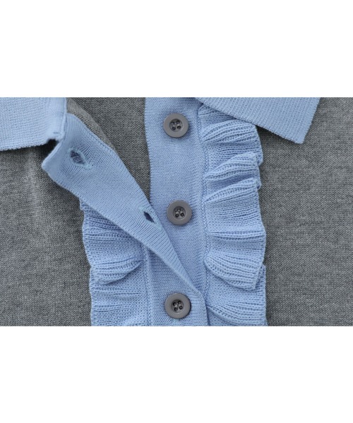 somari imagination(ソマリ イマジネーション)の「『袖レース配色ポロニット』(ポロシャツ・レディース・杢グレー/ブラック・2/1)」の8枚目の写真