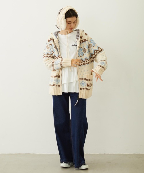 MILKFED.（ミルクフェド）の「CABLE KNIT EARMUFFS（イヤーマフ・レディース・オフホワイト/アッシュ/ブラック/ライトピンク・ONE SIZE）」の18枚目の写真