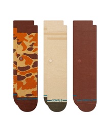 STANCE（スタンス）の「【STANCE/スタンス】ロゴクルーソックス3Pソックス  3足セット/ おしゃれなギフトに最適！ /　CAMO CREW 3 PACK（ソックス/靴下）」