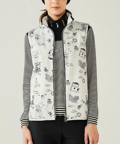 保温撥水総柄ジップベスト（ベスト）｜Picone CLUB（ピッコーネクラブ