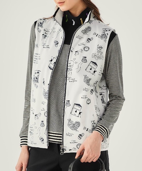 保温撥水総柄ジップベスト（ベスト）｜Picone CLUB（ピッコーネクラブ