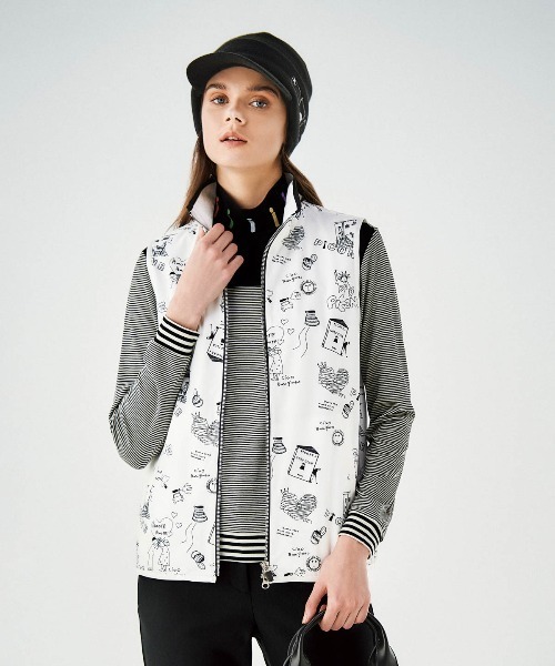 保温撥水総柄ジップベスト（ベスト）｜Picone CLUB（ピッコーネクラブ