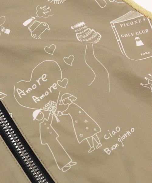 保温撥水総柄ジップベスト（ベスト）｜Picone CLUB（ピッコーネクラブ