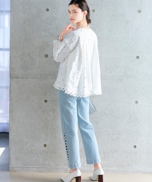 【今だけ限定価格】Chesty チェスティ 花柄刺繍長袖ブラウス セール】Cabbage フラワーパターン刺繍トップス（シャツ/ブラウス