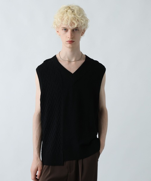 HARE(ハレ)の「アシメニットベスト(HARE)(ベスト・メンズ・グレー/ブルー/ブラック・FREE)」の2枚目の写真